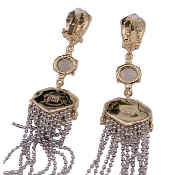 ALEXIS BITTAR • Clip On Chandelier Element Delphian Long Tassel Earrings - Picture 5 of 6